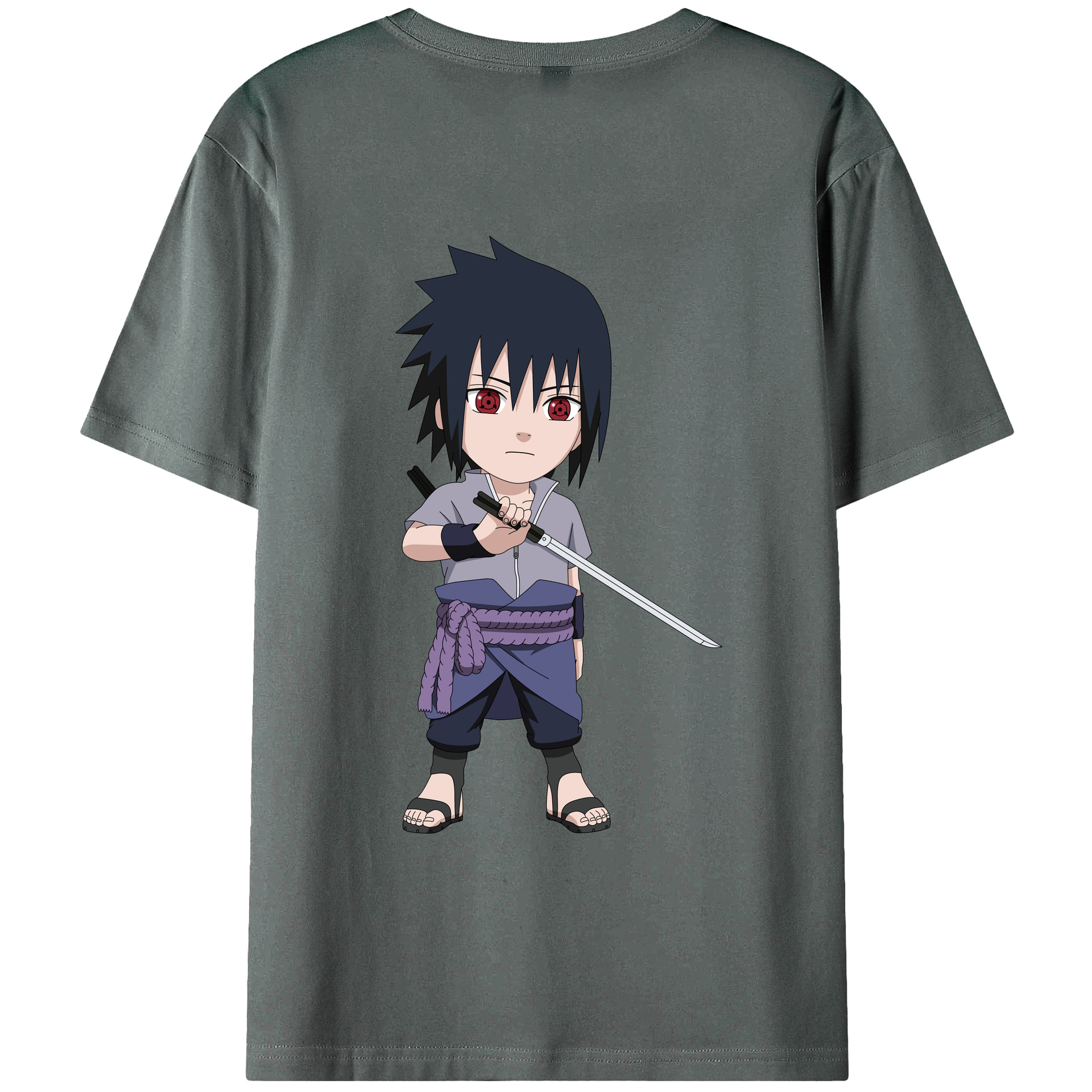 （画像用） NARUTO -ナルト- うちは サスケ Uchiha Sasuke 綿100％半袖Tシャツ（背面プリント）